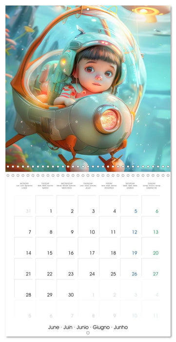 Des enfants Manga - En action avec les animaux et dans le sport (CALVENDO Calendrier mensuel 2027)