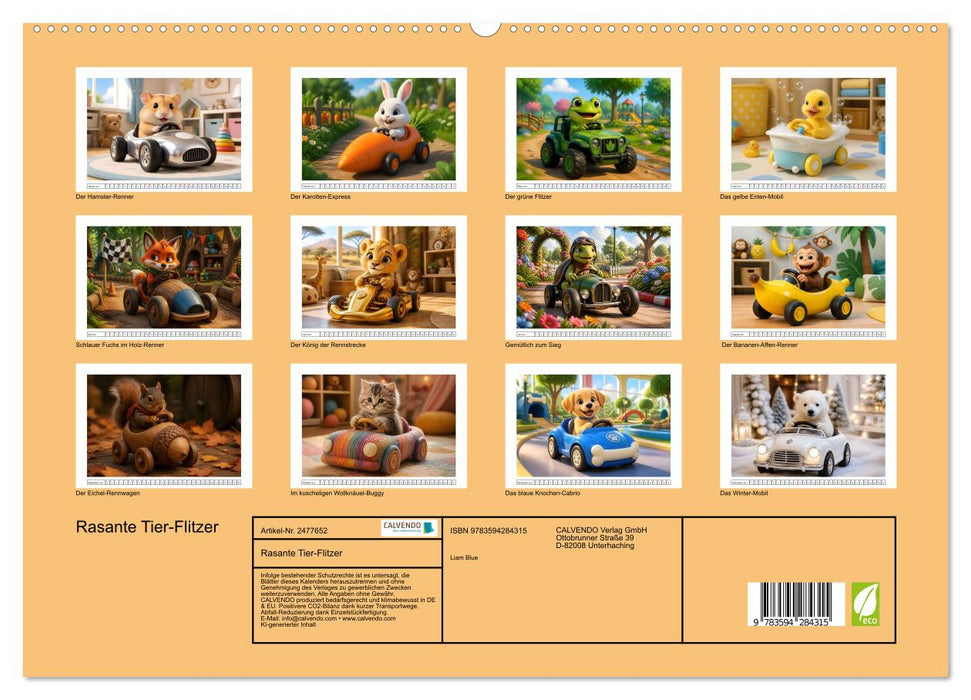 Rasante Tier-Flitzer (CALVENDO Premium Wandkalender 2027)