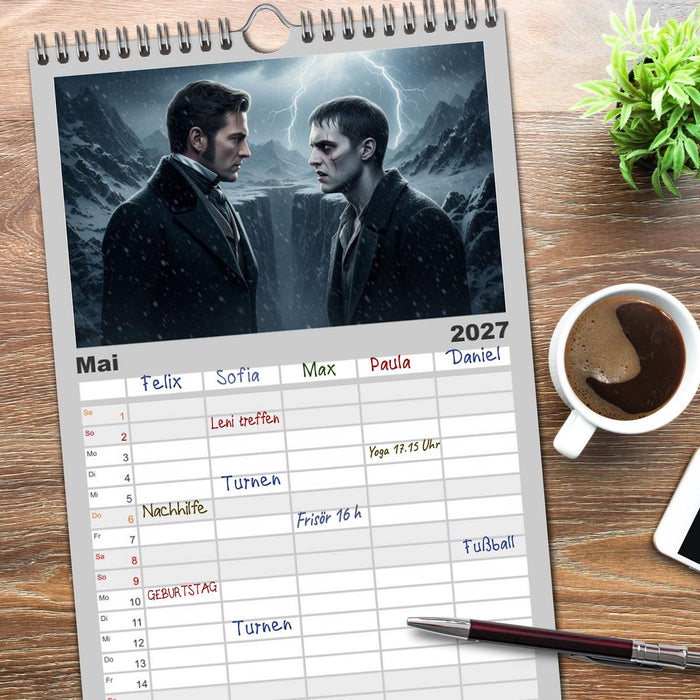 Victor Frankenstein und seine Schöpfung (CALVENDO Familienplaner 2027)