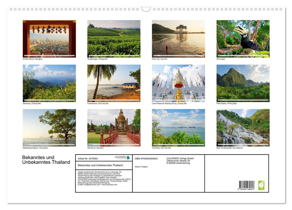 Bekanntes und Unbekanntes Thailand (CALVENDO Wandkalender 2027)