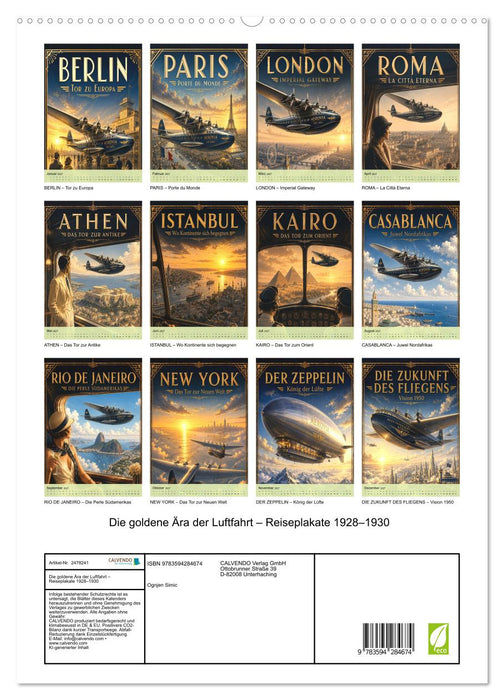 Die goldene Ära der Luftfahrt – Reiseplakate 1928–1930 (CALVENDO Premium Wandkalender 2027)