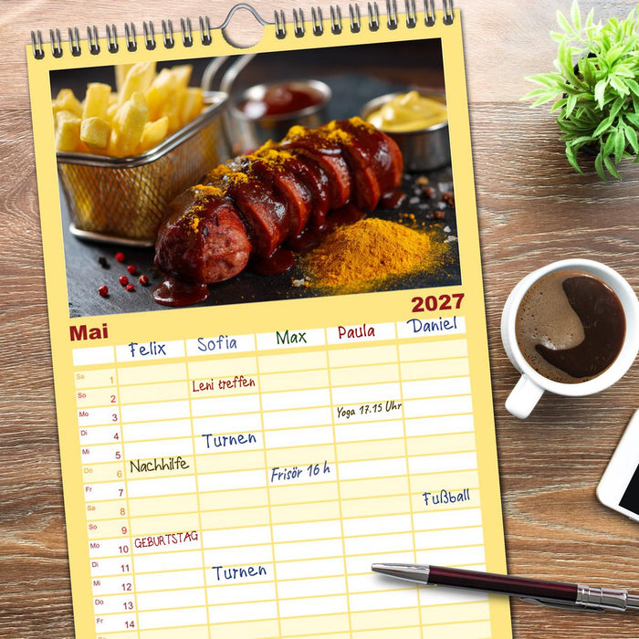 Currywurst Kalender - Das Berliner Kultgericht für Fleischliebhaber (CALVENDO Familienplaner 2027)