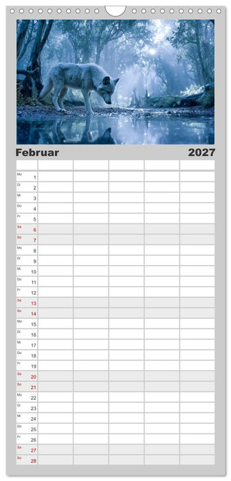 Wölfe im Mondlicht - Ruf der Wildnis (CALVENDO Familienplaner 2027)