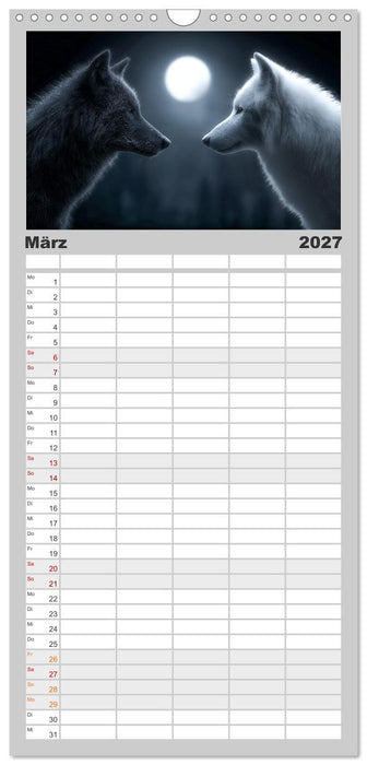 Wölfe im Mondlicht - Ruf der Wildnis (CALVENDO Familienplaner 2027)