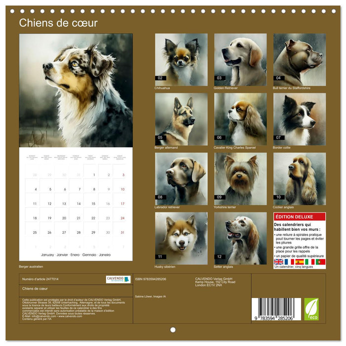 Chiens de cœur (CALVENDO Calendrier mensuel 2027)