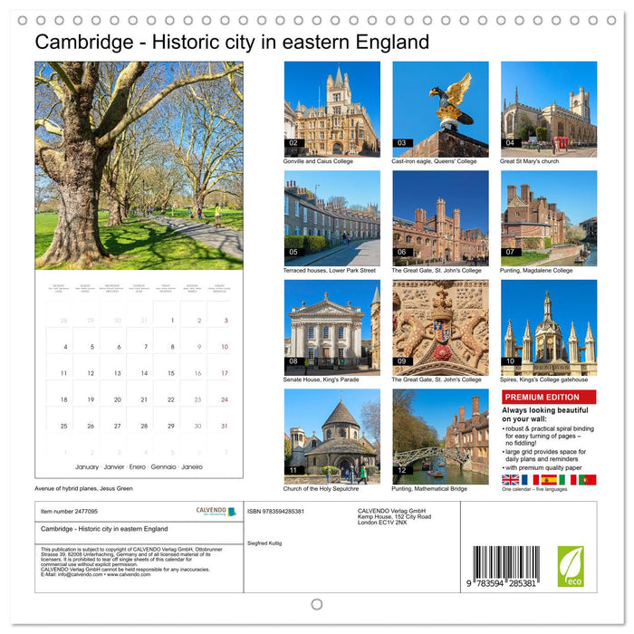 Cambridge - Historic city in eastern England (CALVENDO Monthly Calendar 2027)