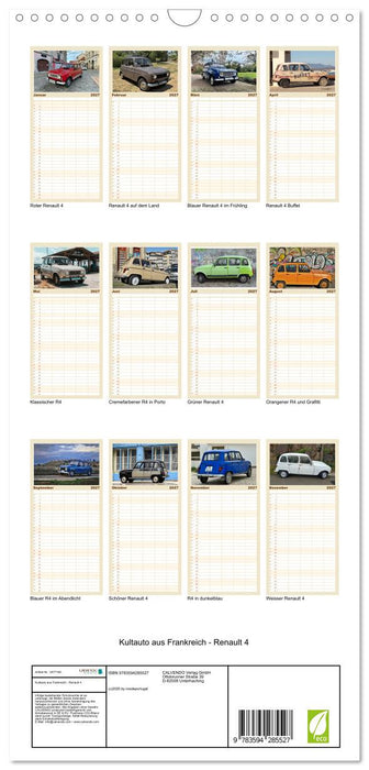 Kultauto aus Frankreich - Renault 4 (CALVENDO Familienplaner 2027)