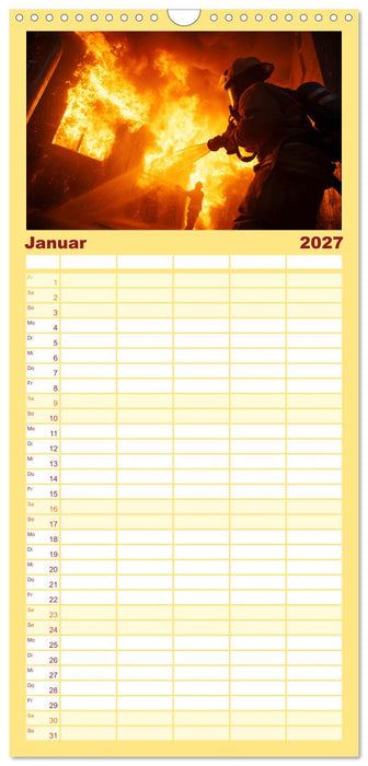 Feuer und Flamme - Feuerwehrkalender (CALVENDO Familienplaner 2027)