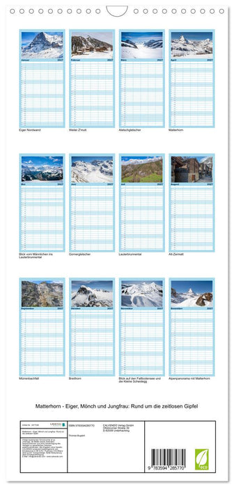 Matterhorn - Eiger, Mönch und Jungfrau: Rund um die zeitlosen Gipfel (CALVENDO Familienplaner 2027)