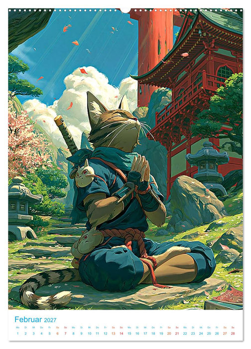 Ninja-Katzen - im Anime-Stil (CALVENDO Wandkalender 2027)
