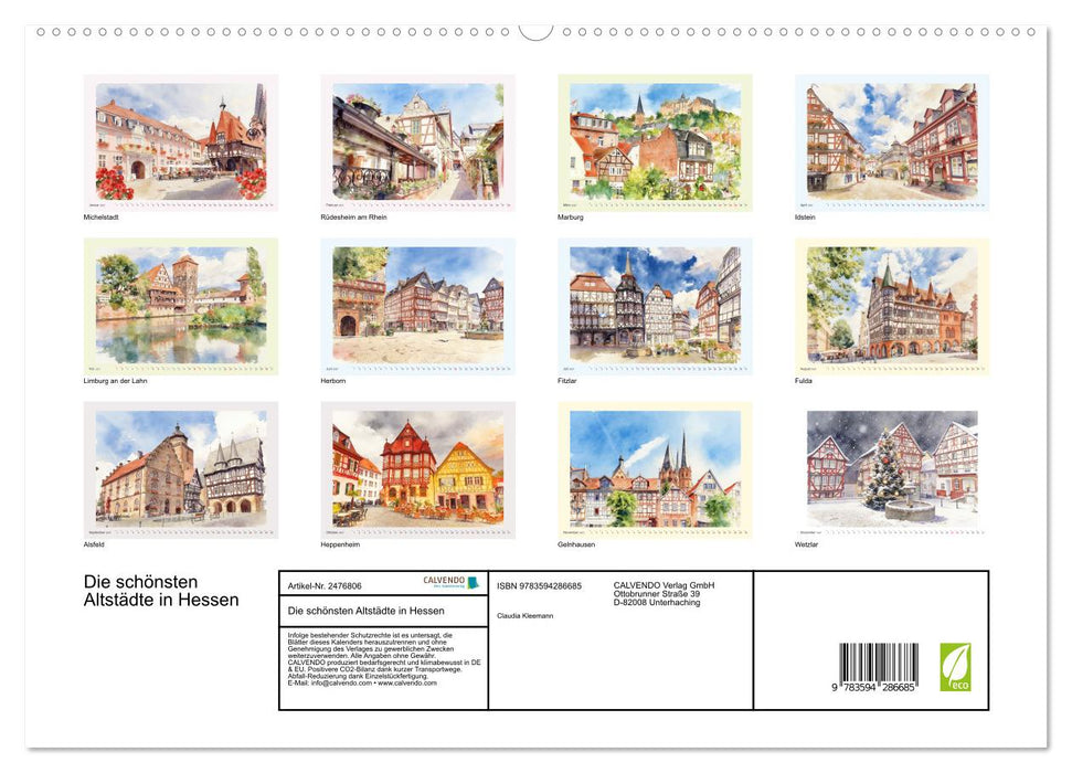 Die schönsten Altstädte in Hessen (CALVENDO Premium Wandkalender 2027)