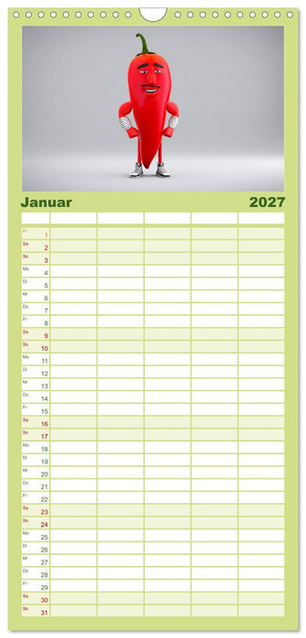 Vegane Power - Kalender für Veganer, Vegetarier und alle Pflanzenfans (CALVENDO Familienplaner 2027)