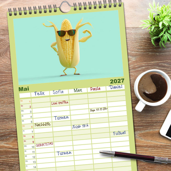 Vegane Power - Kalender für Veganer, Vegetarier und alle Pflanzenfans (CALVENDO Familienplaner 2027)
