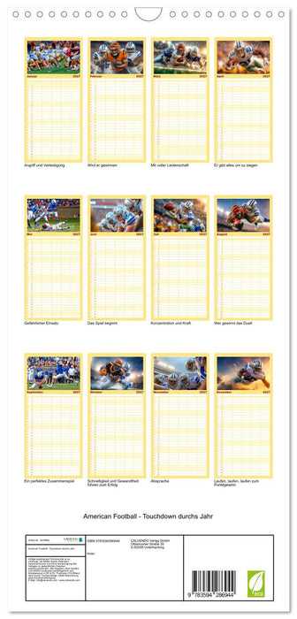 American Football - Touchdown durchs Jahr (CALVENDO Familienplaner 2027)