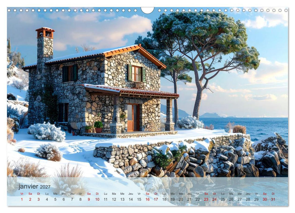 Maisons romantiques au bord de la mer (CALVENDO Calendrier mensuel 2027)