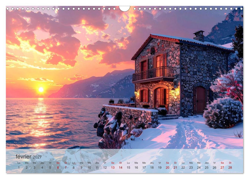 Maisons romantiques au bord de la mer (CALVENDO Calendrier mensuel 2027)