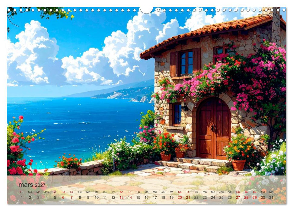 Maisons romantiques au bord de la mer (CALVENDO Calendrier mensuel 2027)