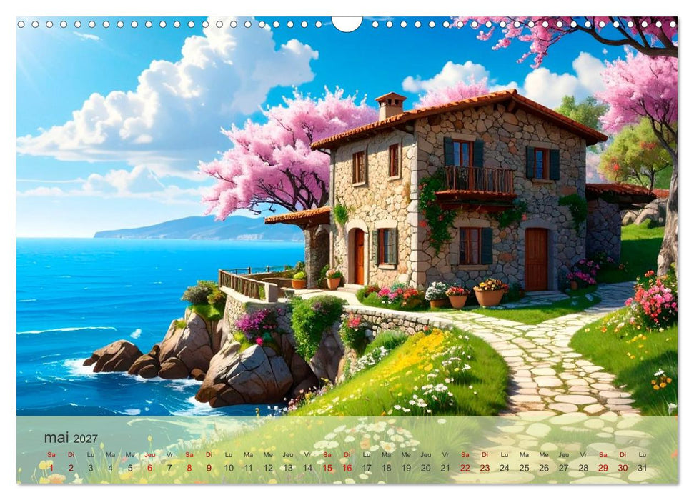Maisons romantiques au bord de la mer (CALVENDO Calendrier mensuel 2027)