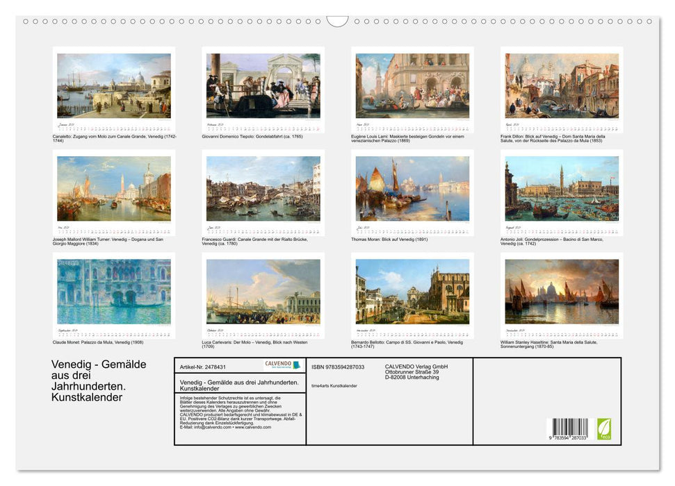 Venedig - Gemälde aus drei Jahrhunderten. Kunstkalender (CALVENDO Wandkalender 2027)