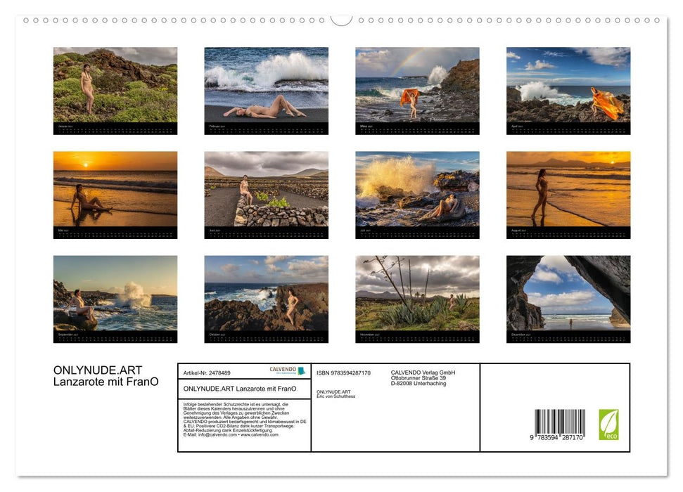 ONLYNUDE.ART Lanzarote mit FranO (CALVENDO Premium Wandkalender 2027)