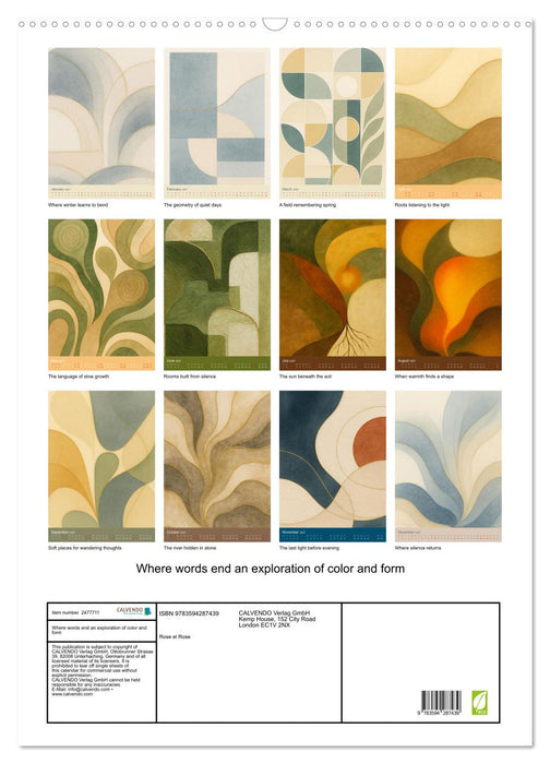 Where words end an exploration of color and form (CALVENDO Monthly Calendar 2027)