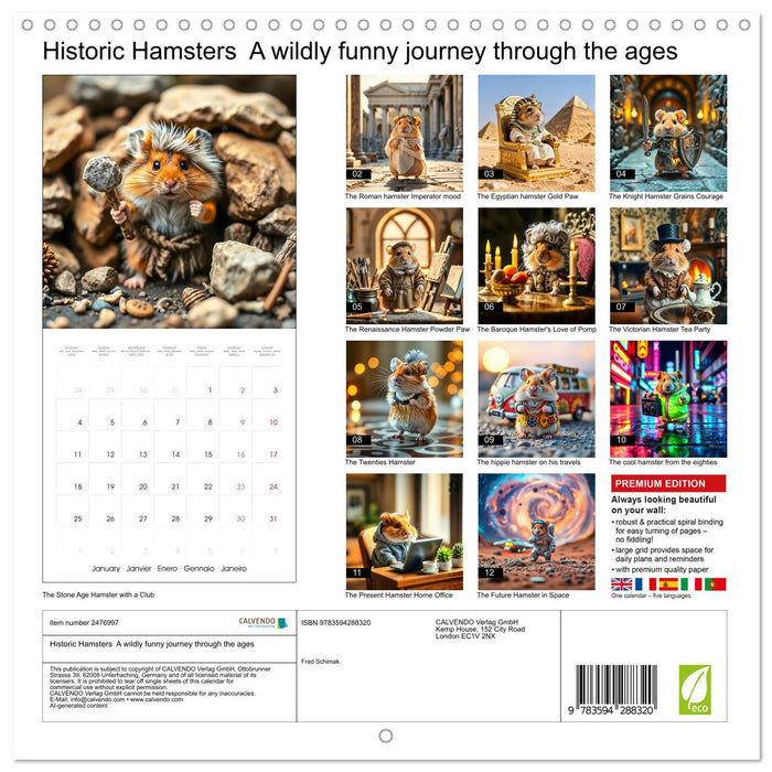 Historic Hamsters A wildly funny journey through the ages (CALVENDO Monthly Calendar 2027)