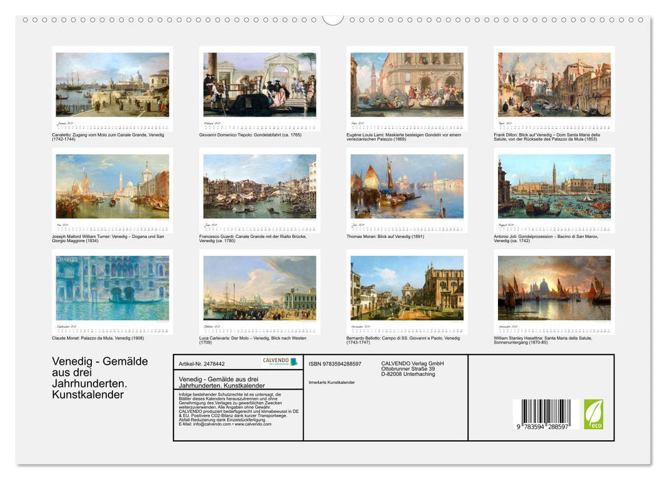 Venedig - Gemälde aus drei Jahrhunderten. Kunstkalender (CALVENDO Premium Wandkalender 2027)