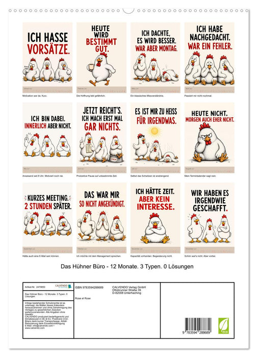 Das Hühner Büro - 12 Monate. 3 Typen. 0 Lösungen (CALVENDO Premium Wandkalender 2027)