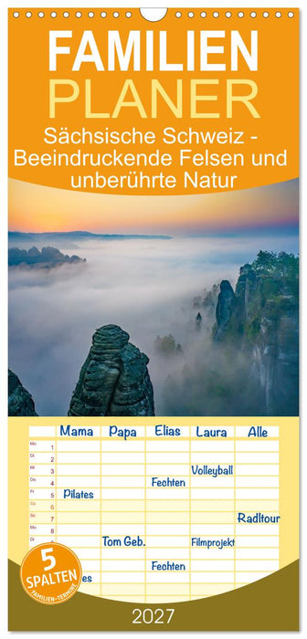 Sächsische Schweiz - Beeindruckende Felsen und unberührte Natur (CALVENDO Familienplaner 2027)