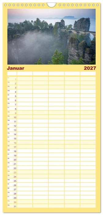 Sächsische Schweiz - Beeindruckende Felsen und unberührte Natur (CALVENDO Familienplaner 2027)