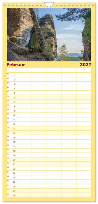 Sächsische Schweiz - Beeindruckende Felsen und unberührte Natur (CALVENDO Familienplaner 2027)