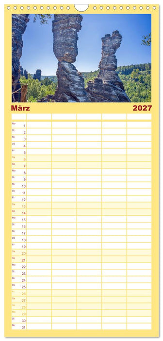 Sächsische Schweiz - Beeindruckende Felsen und unberührte Natur (CALVENDO Familienplaner 2027)
