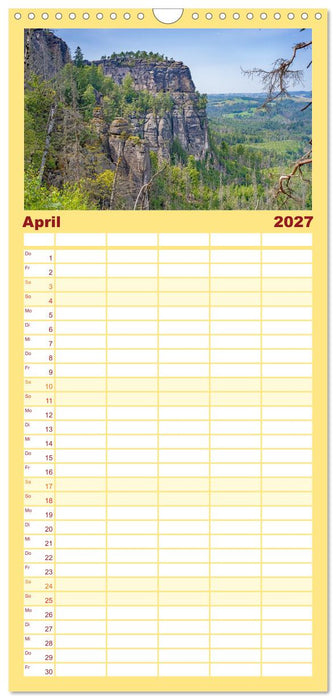 Sächsische Schweiz - Beeindruckende Felsen und unberührte Natur (CALVENDO Familienplaner 2027)