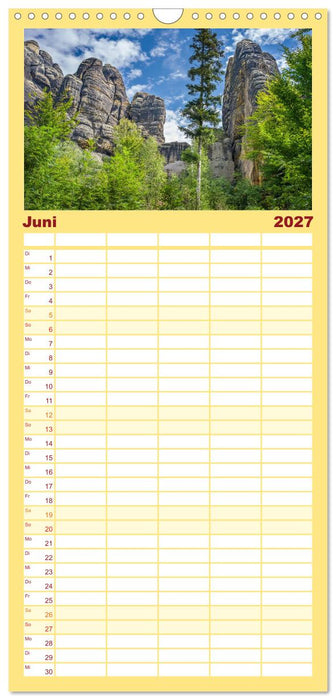 Sächsische Schweiz - Beeindruckende Felsen und unberührte Natur (CALVENDO Familienplaner 2027)