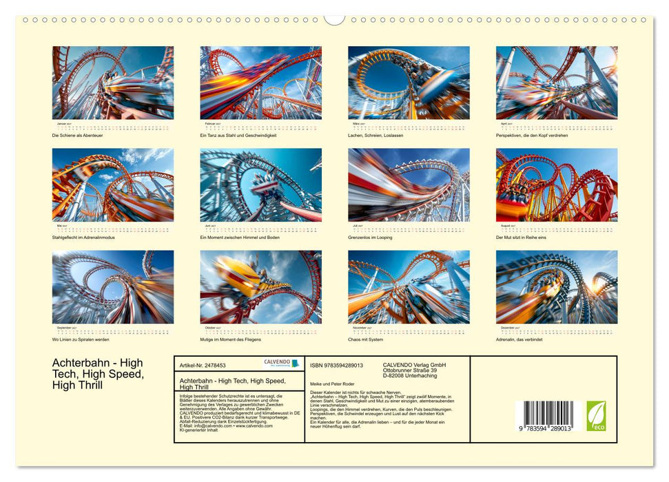 Achterbahn - High Tech, High Speed, High Thrill (CALVENDO Premium Wandkalender 2027)
