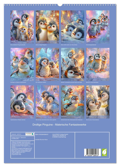 Drollige Pinguine - Malerische Fantasiewerke (CALVENDO Premium Wandkalender 2027)