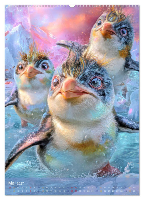 Drollige Pinguine - Malerische Fantasiewerke (CALVENDO Premium Wandkalender 2027)