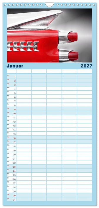 US Klassiker Farbenfrohe Heckansichten (CALVENDO Familienplaner 2027)