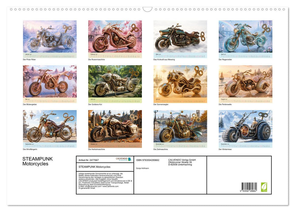 STEAMPUNK Motorcycles (CALVENDO Wandkalender 2027)