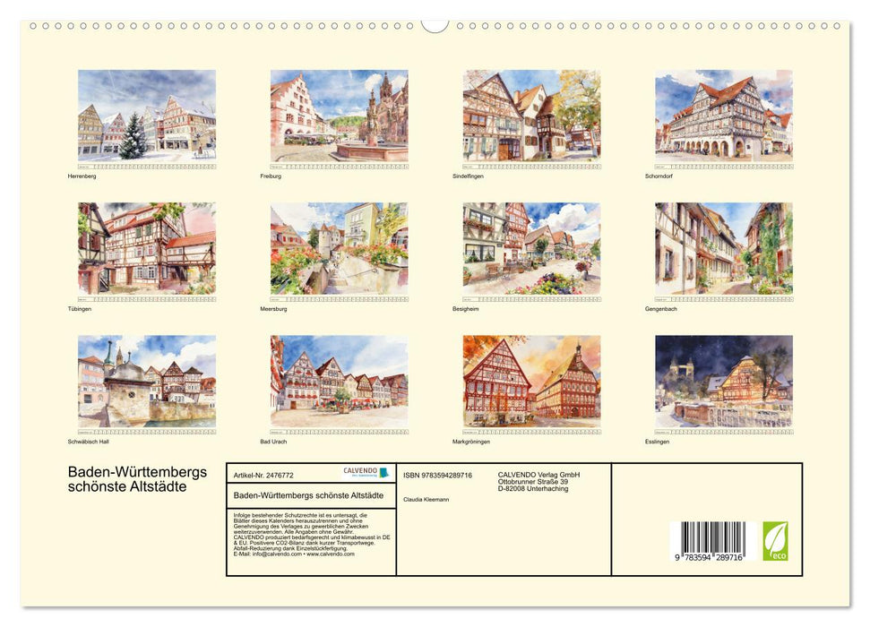 Baden-Württembergs schönste Altstädte (CALVENDO Premium Wandkalender 2027)