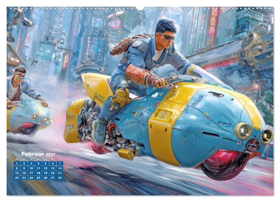 Cyberpunk Rennen - Atemberaubende Szenen (CALVENDO Premium Wandkalender 2027)