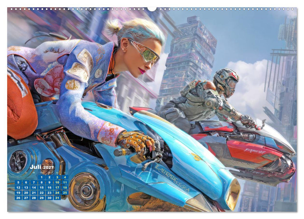 Cyberpunk Rennen - Atemberaubende Szenen (CALVENDO Premium Wandkalender 2027)