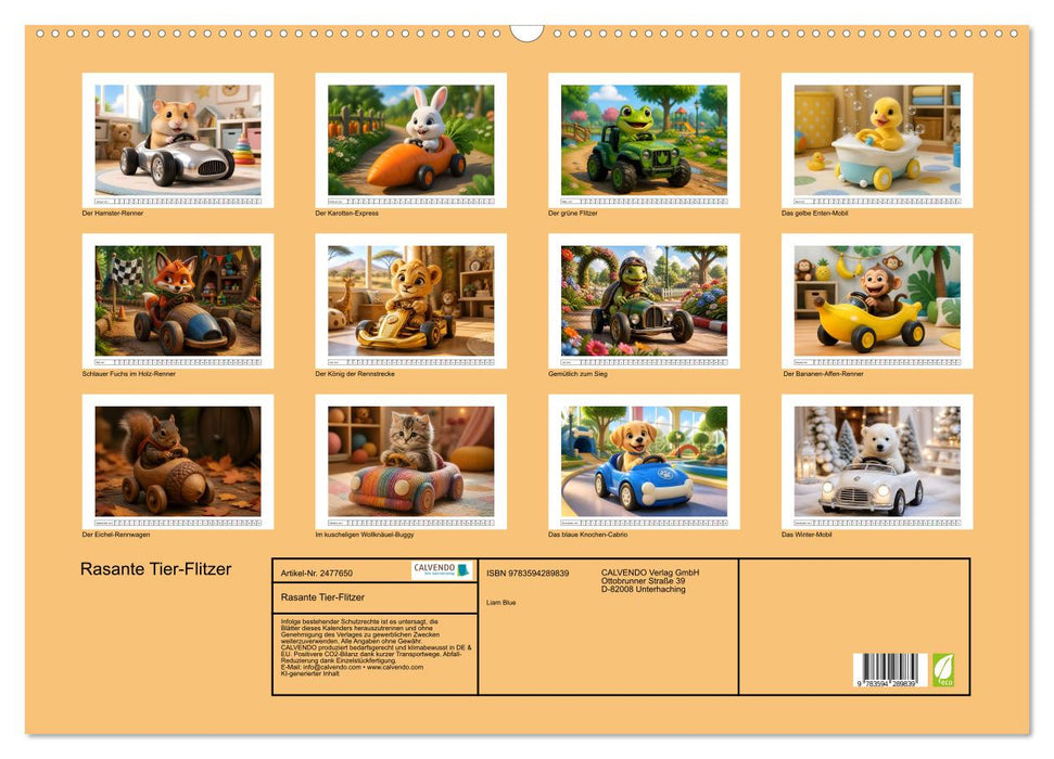 Rasante Tier-Flitzer (CALVENDO Wandkalender 2027)