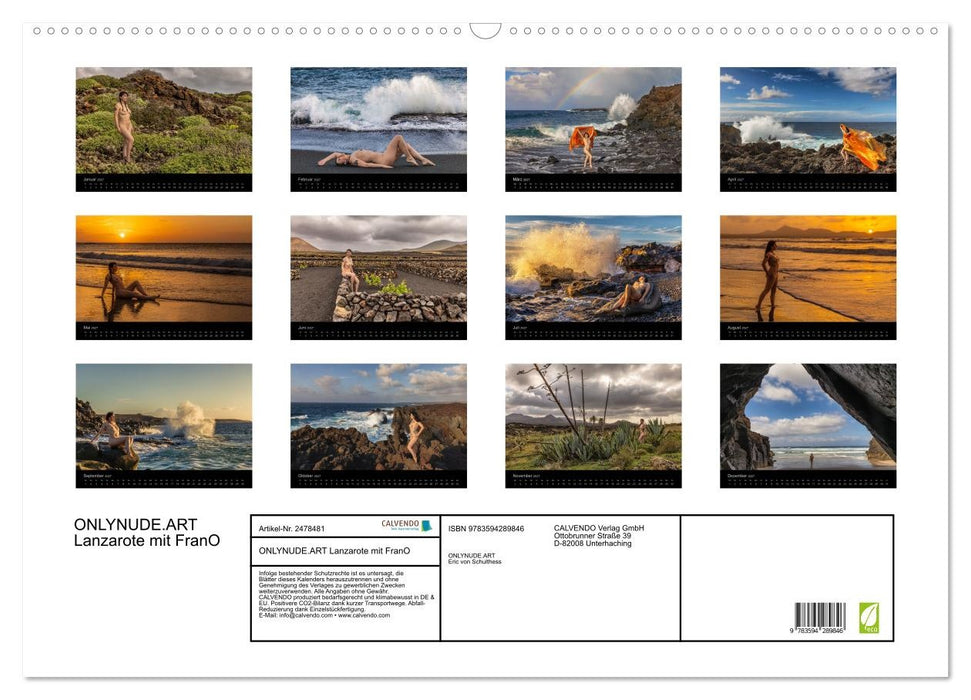 ONLYNUDE.ART Lanzarote mit FranO (CALVENDO Wandkalender 2027)