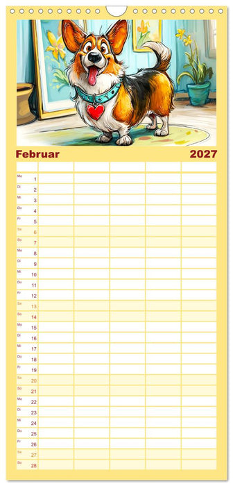 Lustige Corgis. Niedliche Cartoons von glücklichen Hunden (CALVENDO Familienplaner 2027)