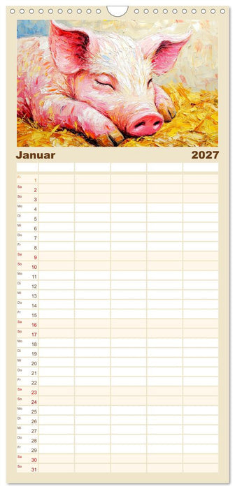 Lustiges Borstenvieh. Zauberhafte Schweinchen im Ölgemälde-Stil (CALVENDO Familienplaner 2027)