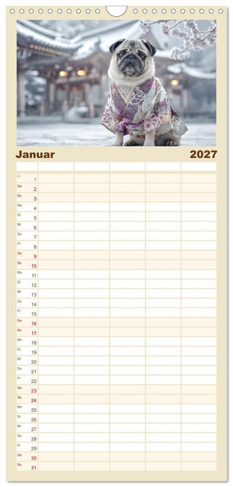 Eine Mopsige Weltreise (CALVENDO Familienplaner 2027)