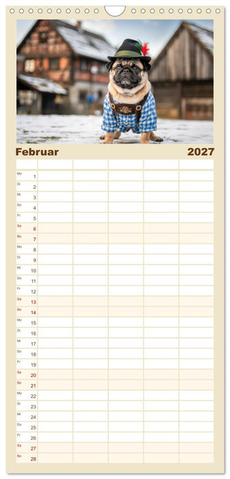Eine Mopsige Weltreise (CALVENDO Familienplaner 2027)