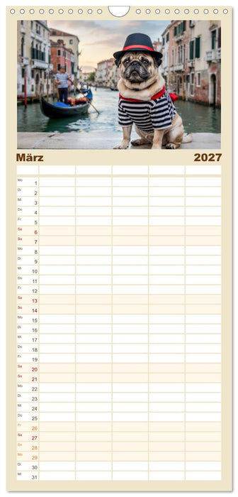 Eine Mopsige Weltreise (CALVENDO Familienplaner 2027)