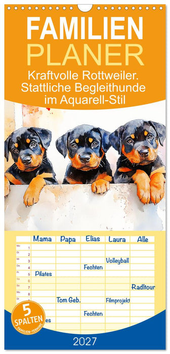 Kraftvolle Rottweiler. Stattliche Begleithunde im Aquarell-Stil (CALVENDO Familienplaner 2027)